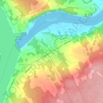 Mapa topográfico Kingsclear, altitude, relevo