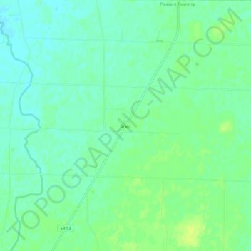 Mapa topográfico Grant, altitude, relevo