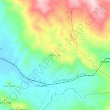 Mapa topográfico Bencoy, altitude, relevo