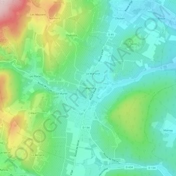 Mapa topográfico Domange, altitude, relevo