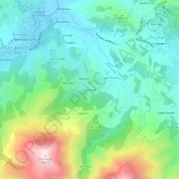 Mapa topográfico Gerezalde, altitude, relevo