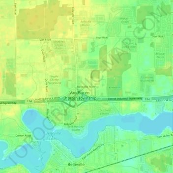 Mapa topográfico Belleville North, altitude, relevo