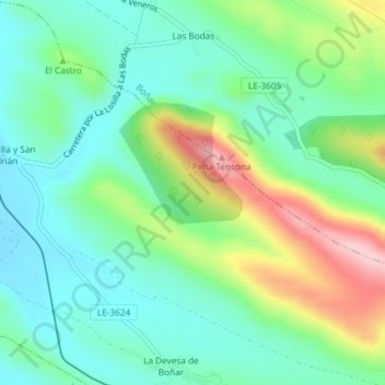 Mapa topográfico Arrones, altitude, relevo