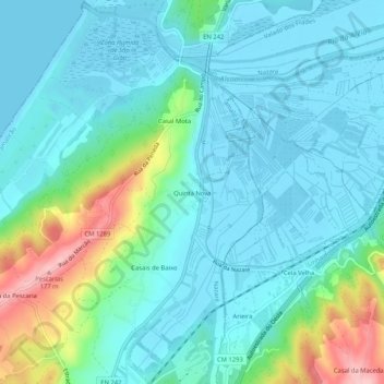 Mapa topográfico Quinta Nova, altitude, relevo