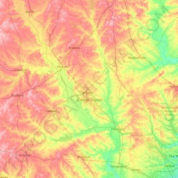 Mapa topográfico Brazos, altitude, relevo