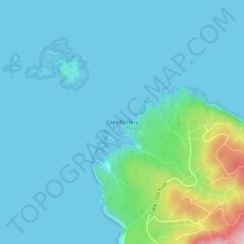 Mapa topográfico Cape Flattery, altitude, relevo