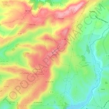 Mapa topográfico Leyritz, altitude, relevo