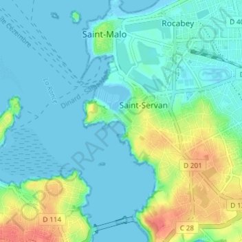 Mapa topográfico Solidor, altitude, relevo