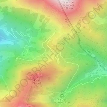 Mapa topográfico Col de Spandelles, altitude, relevo