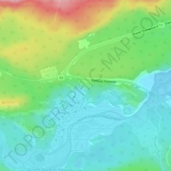 Mapa topográfico Viewpoint North Saskatchwan River, altitude, relevo