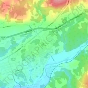 Mapa topográfico Valley Cross Roads, altitude, relevo