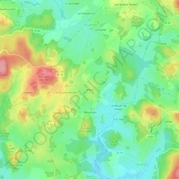 Mapa topográfico Villard, altitude, relevo
