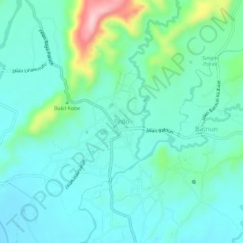 Mapa topográfico Pollo, altitude, relevo