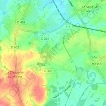 Mapa topográfico Le Buisson Jourdan, altitude, relevo