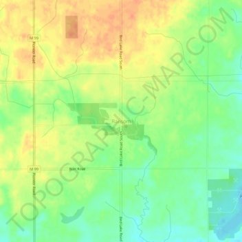 Mapa topográfico Ransom, altitude, relevo