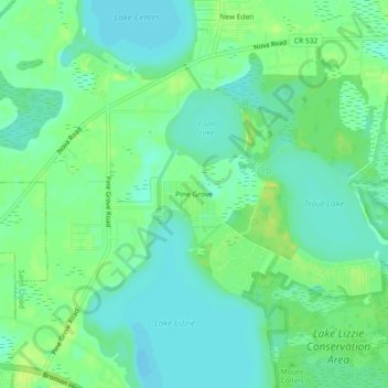Mapa topográfico Pine Grove, altitude, relevo