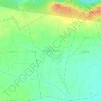 Mapa topográfico Khirsara Nana, altitude, relevo