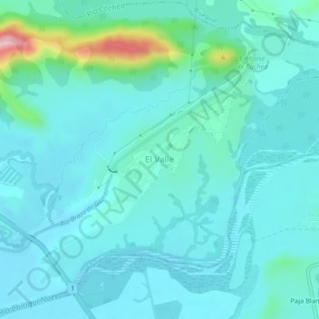 Mapa topográfico El Valle, altitude, relevo