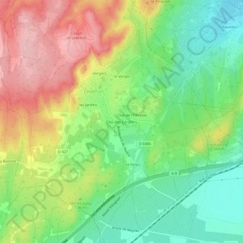 Mapa topográfico Clos des Cerisiers, altitude, relevo