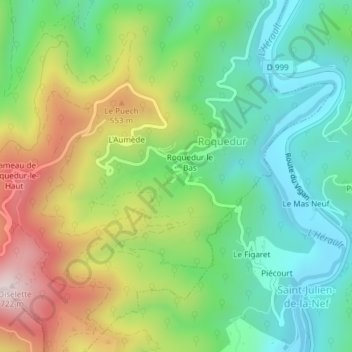 Mapa topográfico La Salle, altitude, relevo
