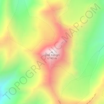 Mapa topográfico Stok Kangri 6140 m, altitude, relevo