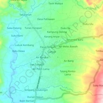 Mapa topográfico Curup, altitude, relevo