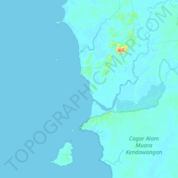 Mapa topográfico Kucing, altitude, relevo