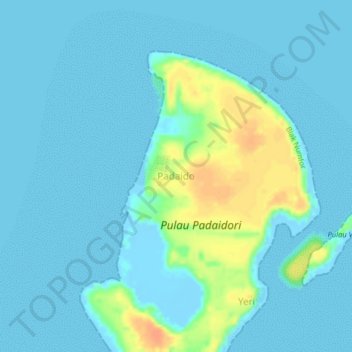 Mapa topográfico Padaido, altitude, relevo