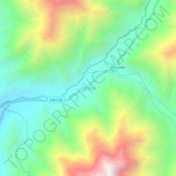 Mapa topográfico Arcata, altitude, relevo