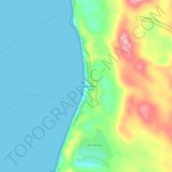 Mapa topográfico Tangalooma, altitude, relevo