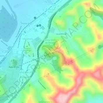 Mapa topográfico Mirantedo Cruzeiro, altitude, relevo