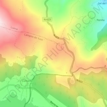 Mapa topográfico Escudo, altitude, relevo