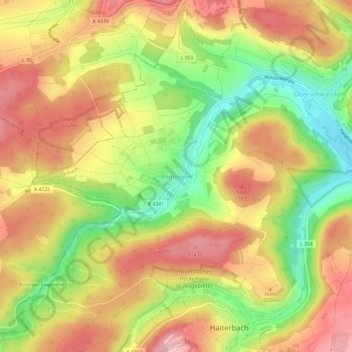 Mapa topográfico Beihingen, altitude, relevo