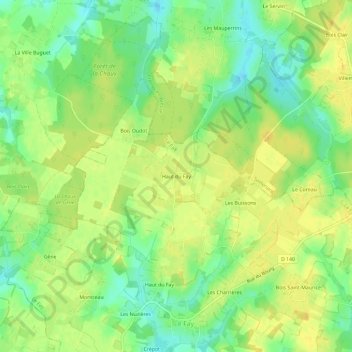 Mapa topográfico Haut du Fay, altitude, relevo