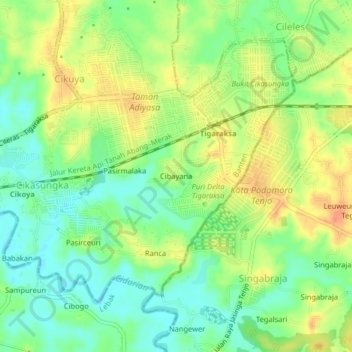 Mapa topográfico Cibayana, altitude, relevo