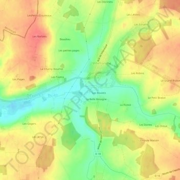 Mapa topográfico Saint-Phal, altitude, relevo