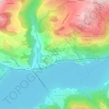 Mapa topográfico La Treille, altitude, relevo