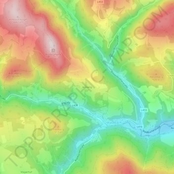 Mapa topográfico Arzberg, altitude, relevo