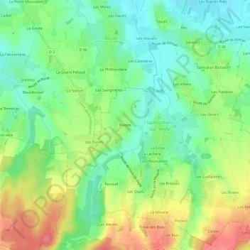 Mapa topográfico Rivoire, altitude, relevo