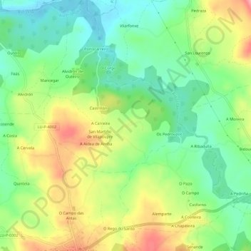 Mapa topográfico Vilapoupre, altitude, relevo