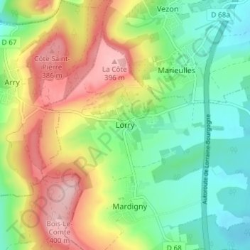 Mapa topográfico Lorry, altitude, relevo
