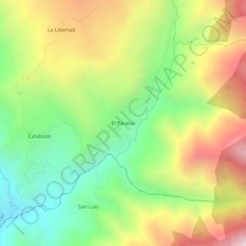 Mapa topográfico El Paraiso, altitude, relevo