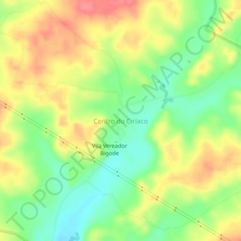 Mapa topográfico Centro do Ciríaco, altitude, relevo