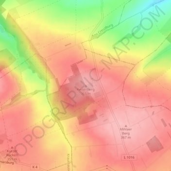 Mapa topográfico Reitenberg, altitude, relevo