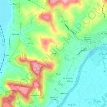 Mapa topográfico Seillade, altitude, relevo