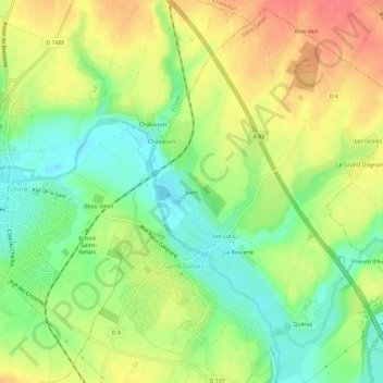 Mapa topográfico Suire, altitude, relevo