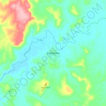 Mapa topográfico Antsalova, altitude, relevo