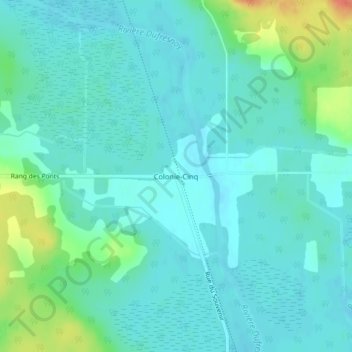 Mapa topográfico Colonie-Cinq, altitude, relevo