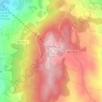 Mapa topográfico Penha, altitude, relevo
