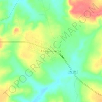 Mapa topográfico Campina Verde, altitude, relevo